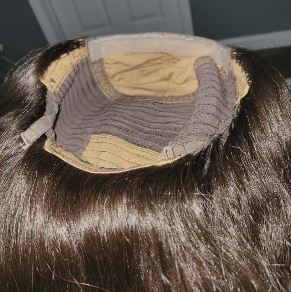 Tiffani Everyday Hat Wig By LU'S Wigs. Medium Brown Color. Human Hair Wig! - Picture 10 of 15